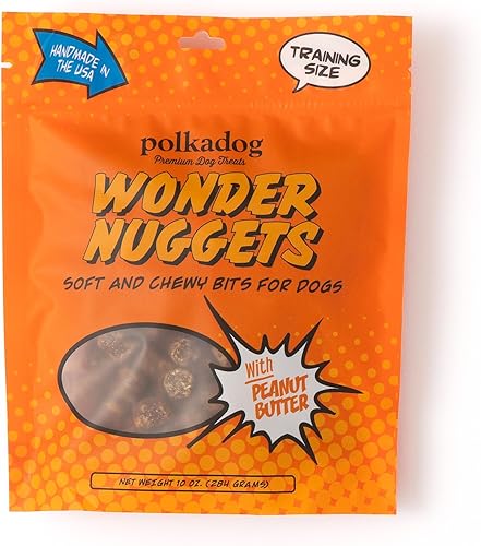 Polkadog Peanut Butter Wonder Nuggets - Golosinas para perros veganas, totalmente naturales para entrenamiento de mascotas, aperitivos saludables y