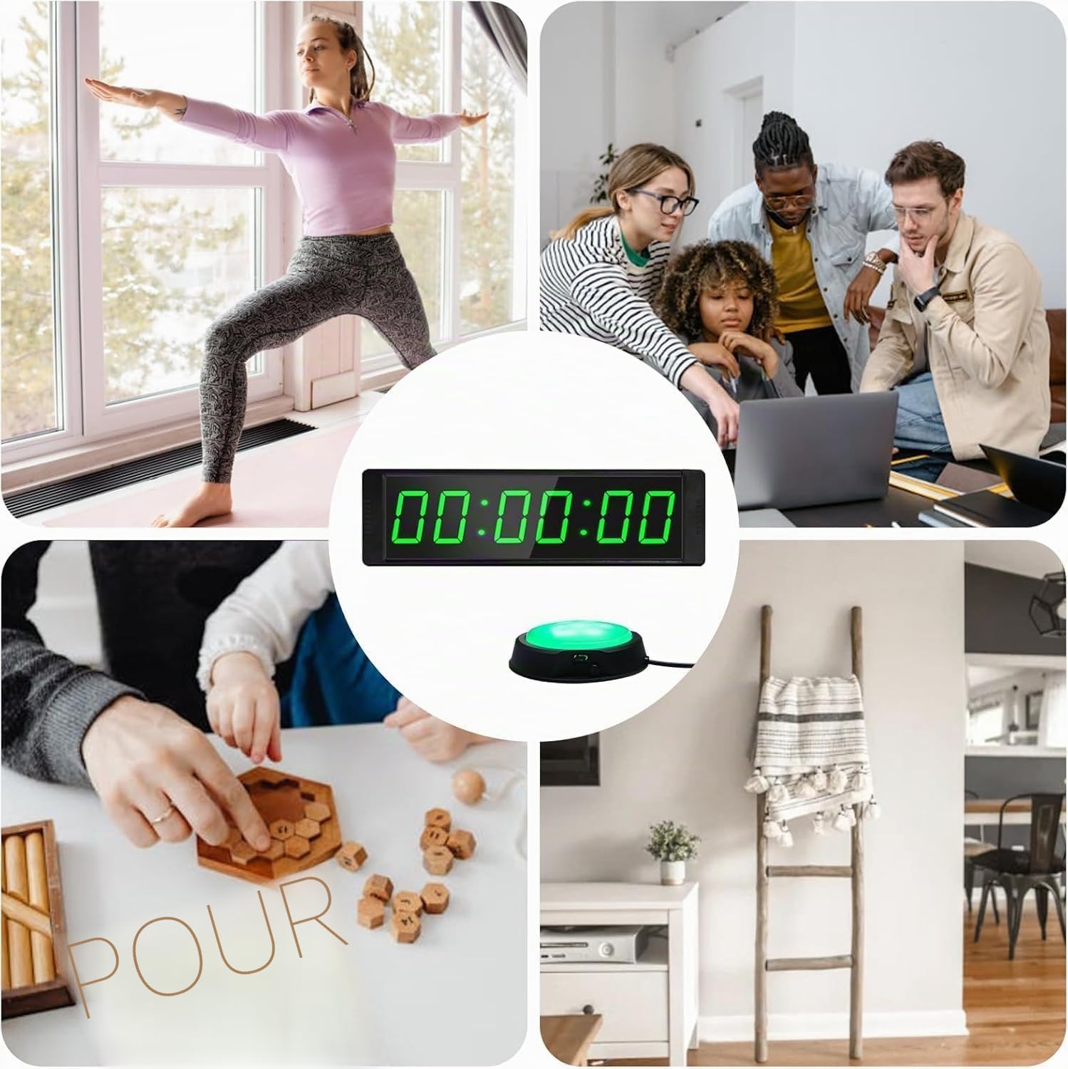 Minuteur de Gym avec Bouton marchen/arrat Chronometer pour entraînement, Sport, Maison