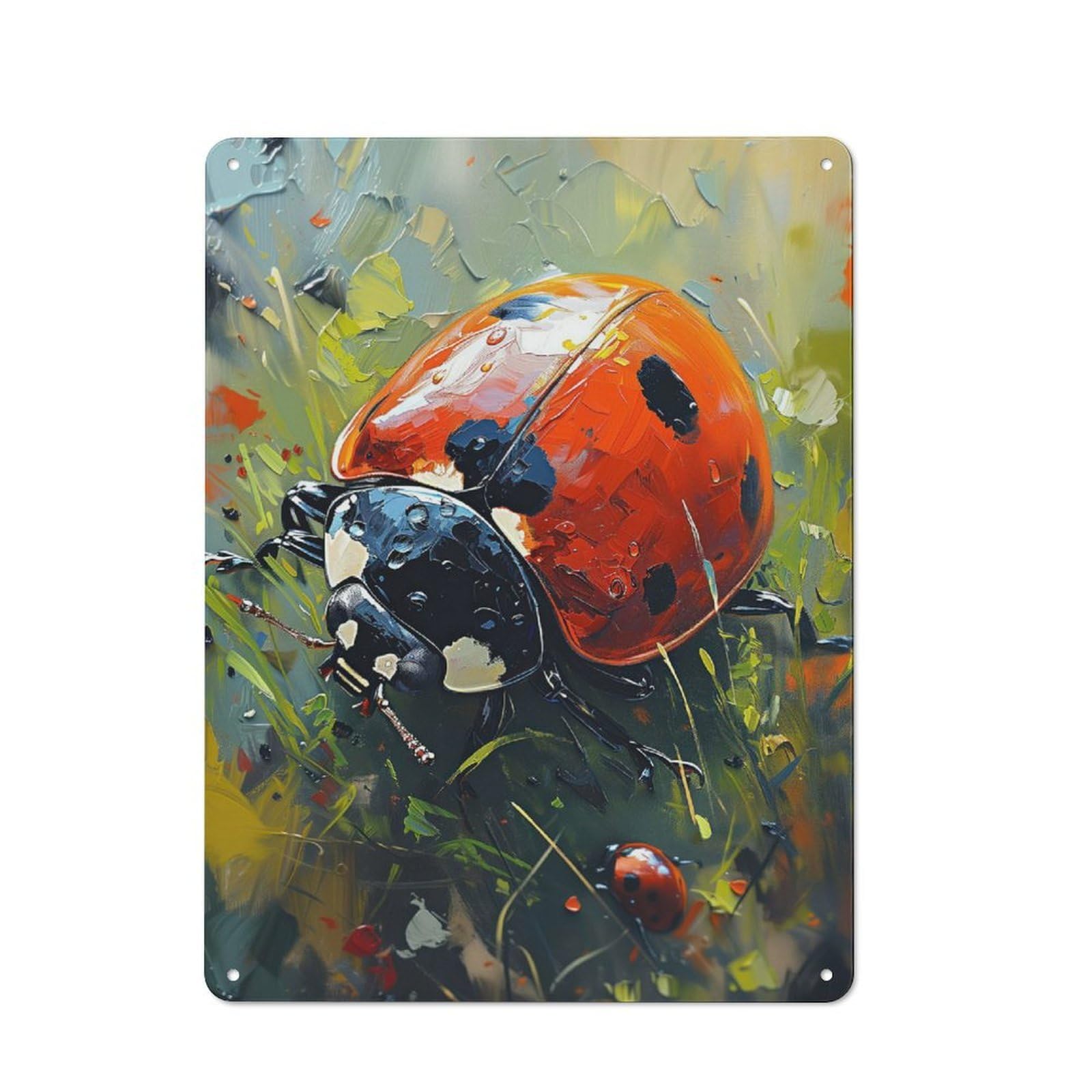 Vintage Metal Sign with The Lazy Ladybug Design 40x30cm, Vintage Bar Wall Plaque for Cafe, Pub, Workshop Or Home Bar