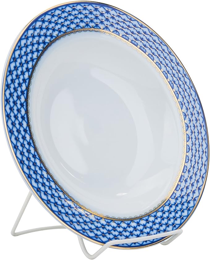 Fine Porcelain "Cobalt Net" Soup Plate, Vintage Blue