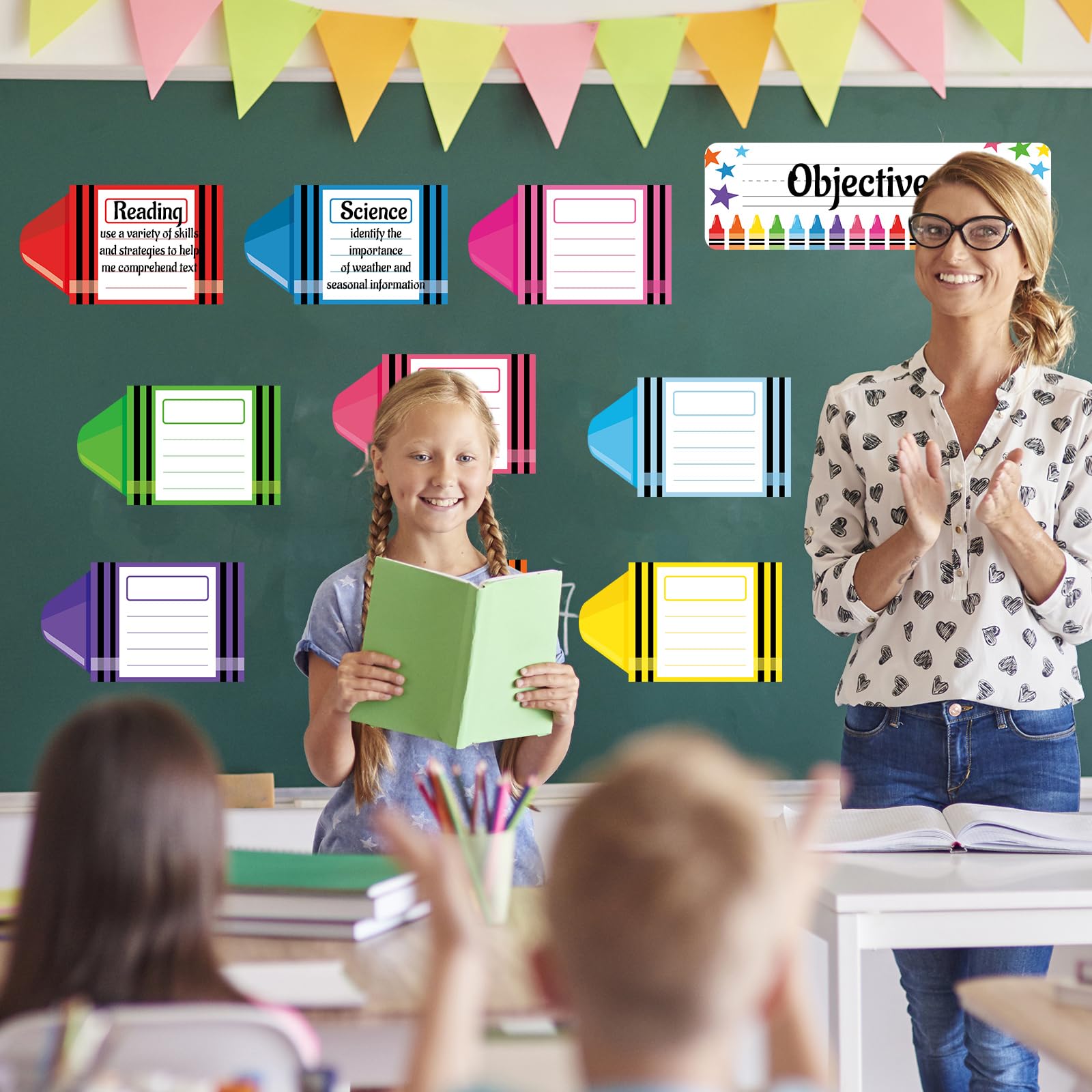 JarThenaAMCS Magnetische Organisationstabelle für Wachsmalstifte, trocken abwischbare Ziele, Lernetiketten, Magnete für Zuhause, Klassenzimmer, Whiteboard, Ziele, Zubehör, 10 Stück