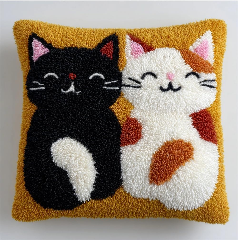 Kitphoenix Two Cute Cats Latch Hook Kit,