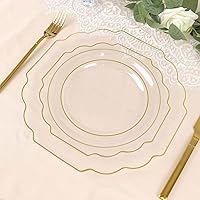 Vista 1 de Efavormart - Paquete de 10 platos de postre de plástico duro transparente de 8 pulgadas, vajilla desechable, platos de ensalada barrocos resistentes