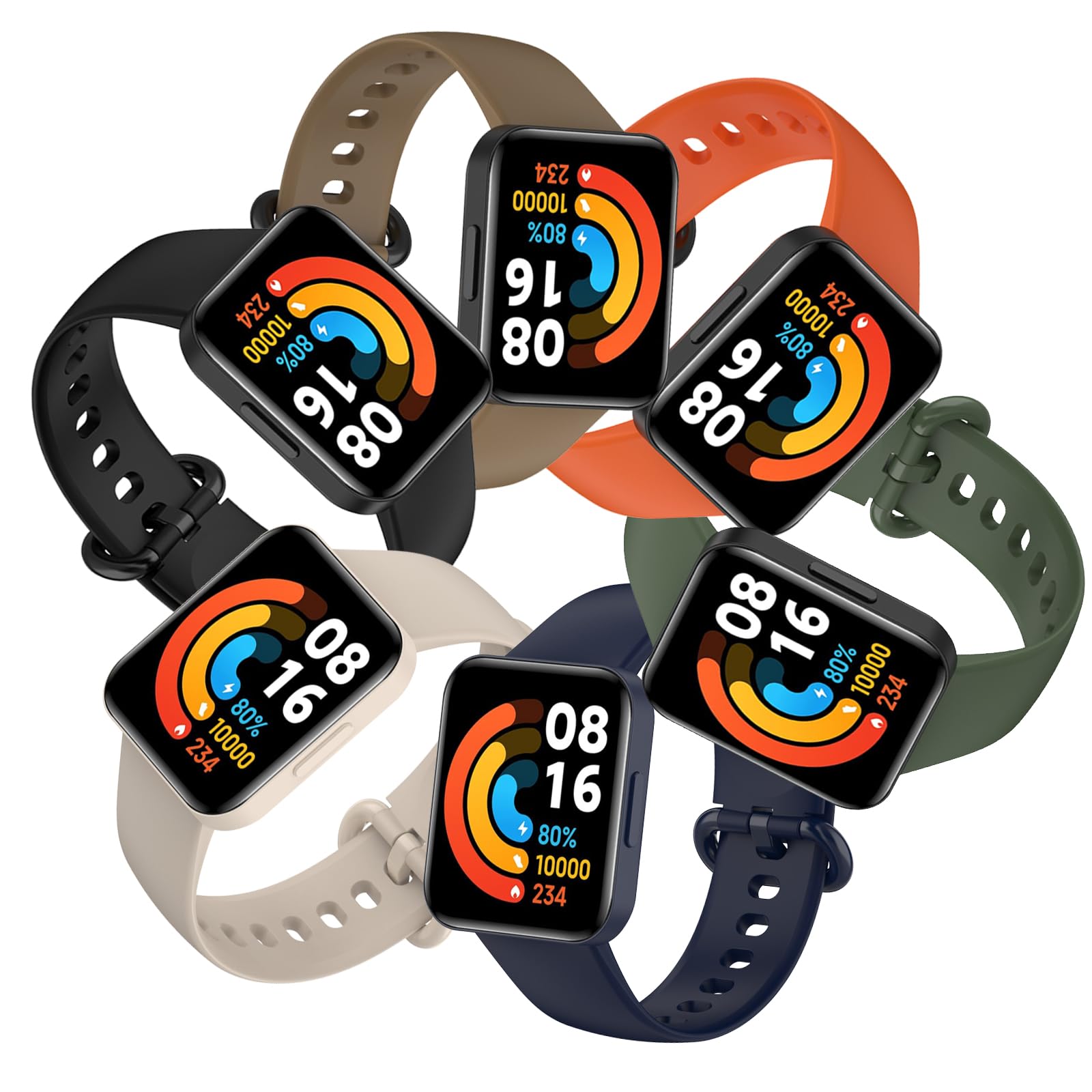 6 PCS Correas compatibles con Xiaomi Mi Watch Lite 2 / Redmi Watch Lite 2, pulsera de silicona de repuesto con brazalete colorido para Redmi Watch Lite 2/Xiaomi Mi Watch Lite 2.