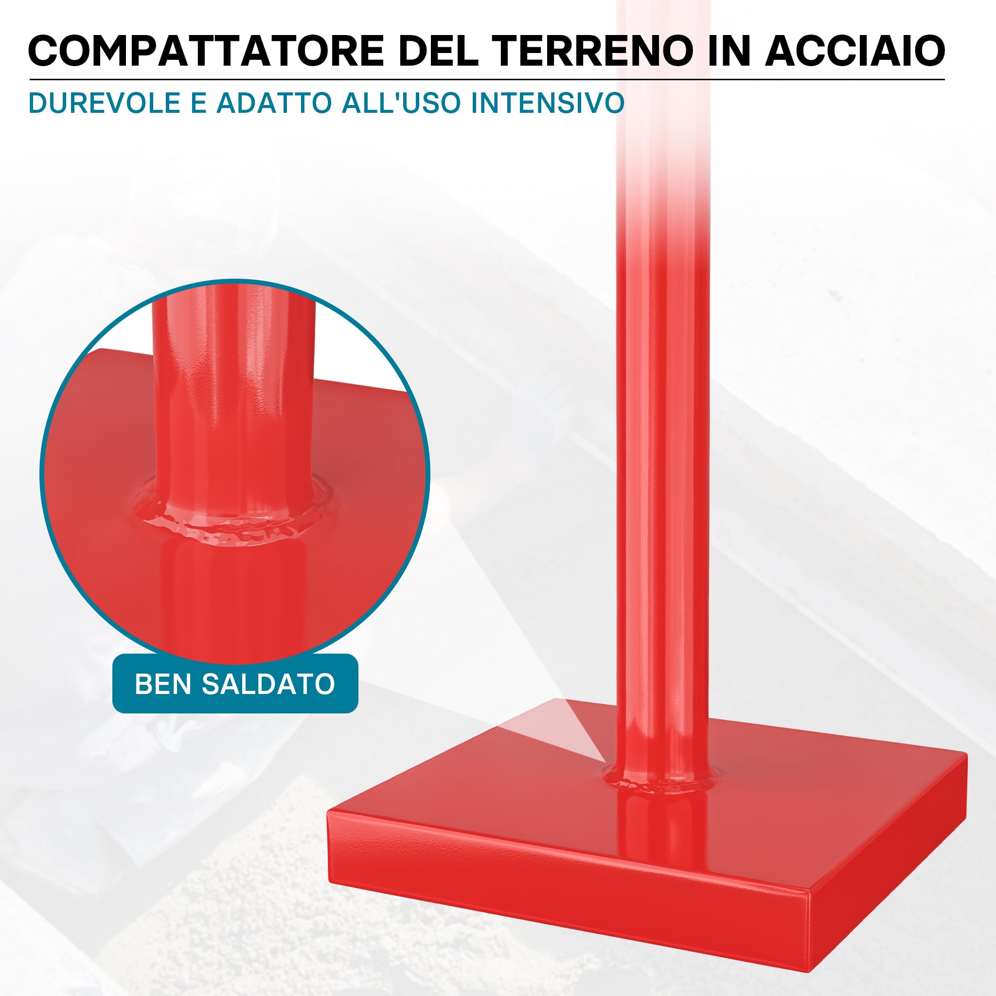 Costipatore manuale 11,5 kg in acciaio piastra di 20x20cm Compattatore terreno