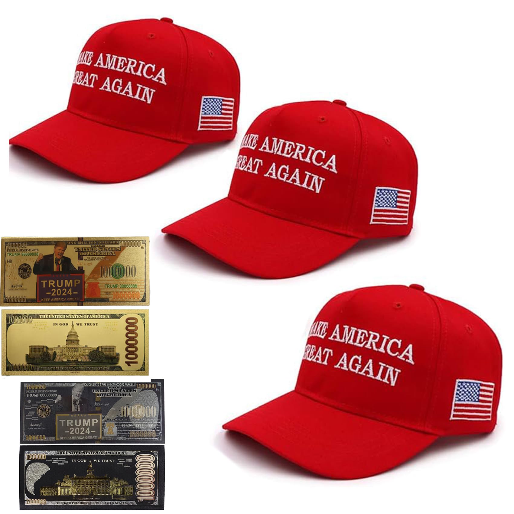 Trump Hat MAGA Hat 3 Packs(RED) Trump 2024 Hat Donald Trump Hat 2024