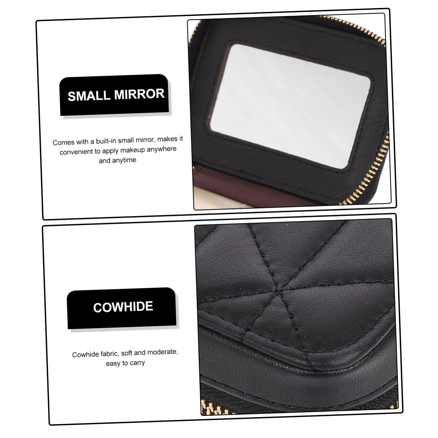 2pezzi Borsa Piccola Per Trucco Con Specchio Pochette Per Rossetto e Monete Per Viaggi e Attività All Aperto Facile Da Trasportare e Utilizzare