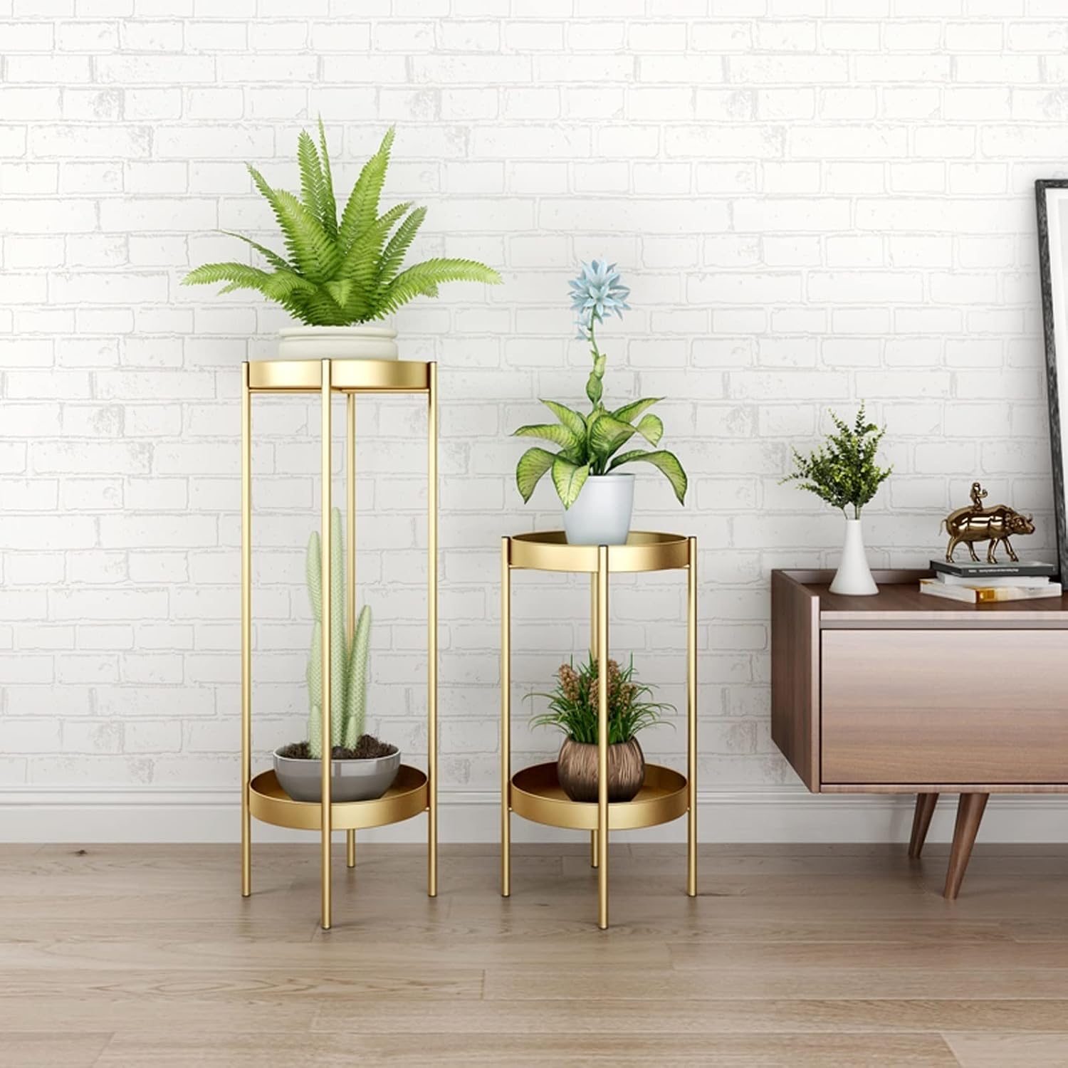 Bonsai Pedestal Vase Pedestal Stands Plant Bonsai Vase Base Plant Display Stand Living Simple Floor-to-ceiling Multi-layer Pot Stands Gold Suitable for Desktop Ornaments Planter Stand Plant Holder ( C