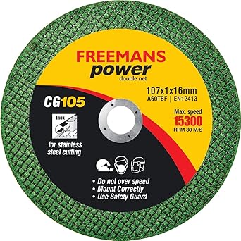 FREEMANS 4-Inch Double Net Cut off Wheels for Metal and Stainless Steel Cutting using Angle Grinder, Green - Pack of 25 Pieces