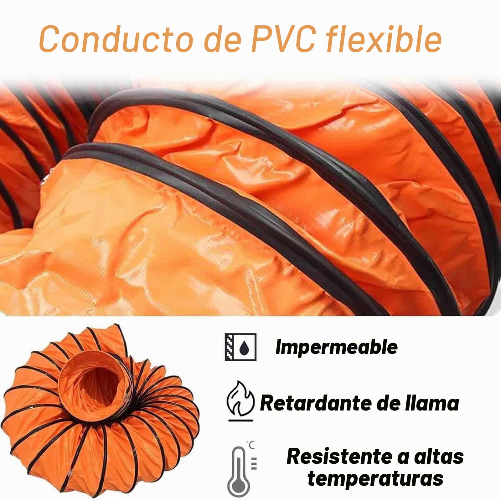 Manguera de conducto de ventilador extractor, conducto flexible de HVAC para conductos de aire, ideal para aplicaciones de sótano, baño y ático, longitud de 1,83 m, diámetro de 20 cm