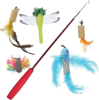 FRCOLOR 1 Set Cat Teaser Retractable Cat Wand Interactive Cat Toys Sports Toys Kitten Toy Cat Teasing Toys Interactive Fish Toy Toys for Cats Cat Interactive Toys Self Play