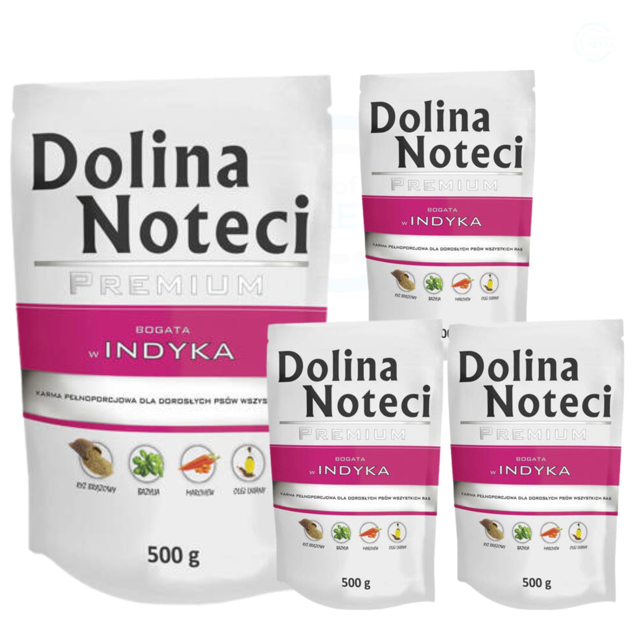 Dolina Noteci Premium Wet Dog Food with Turkey, Grain-Free, 4 x 500g