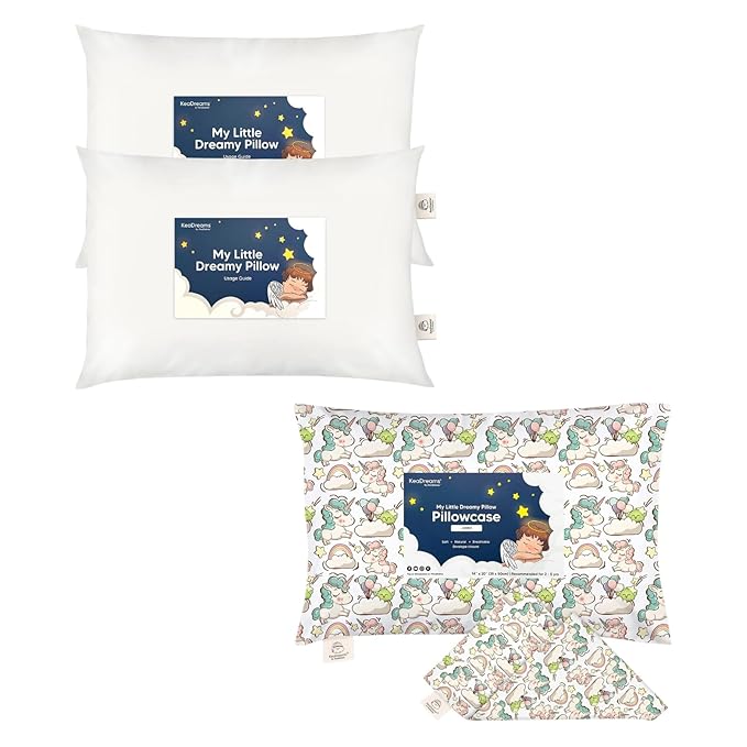 KeaBabies 2Pack Toddler Pillow and Toddler Pillowcase for