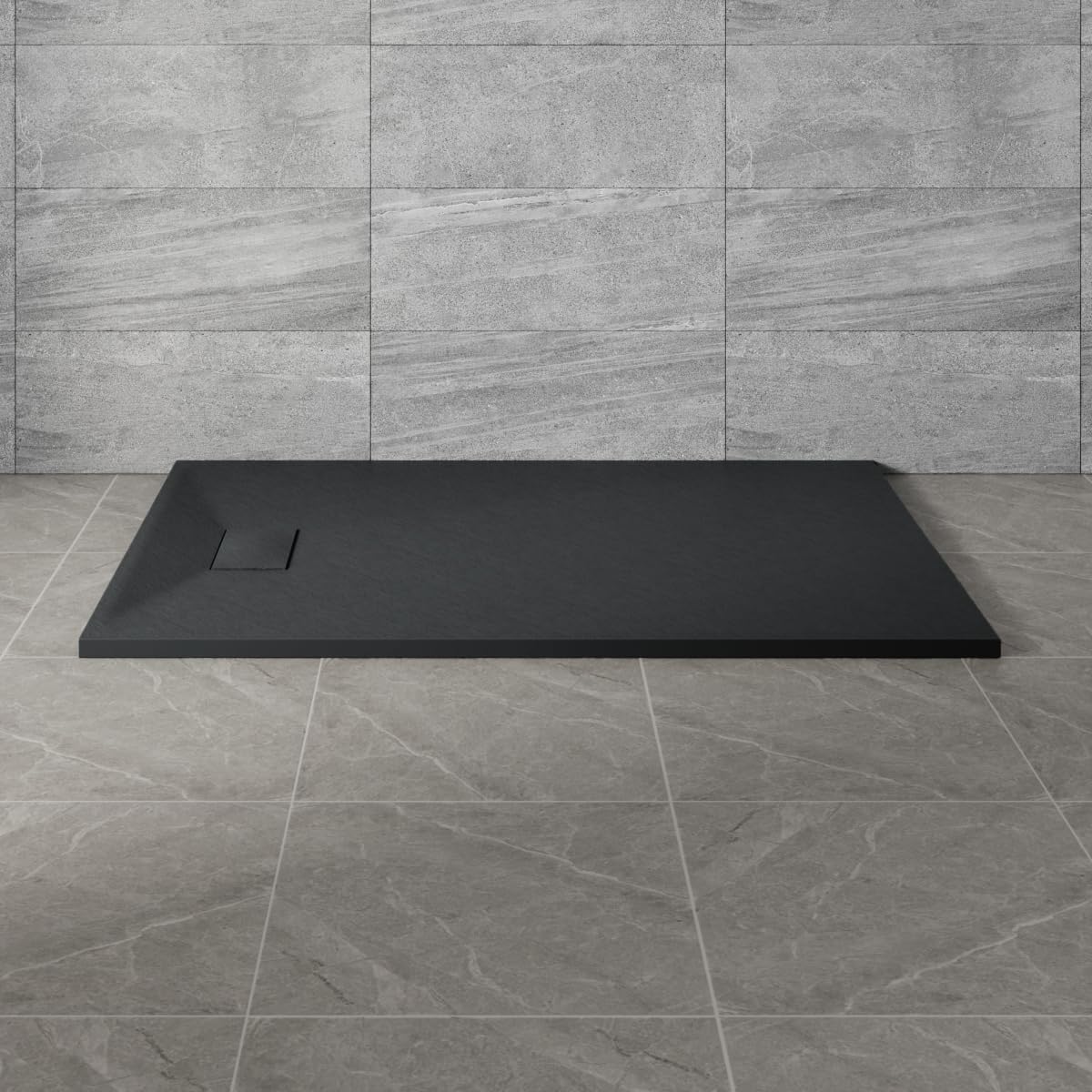 NRG 1300x900mm Black Non-Slip SMC Rectangle Bathroom Shower Tray