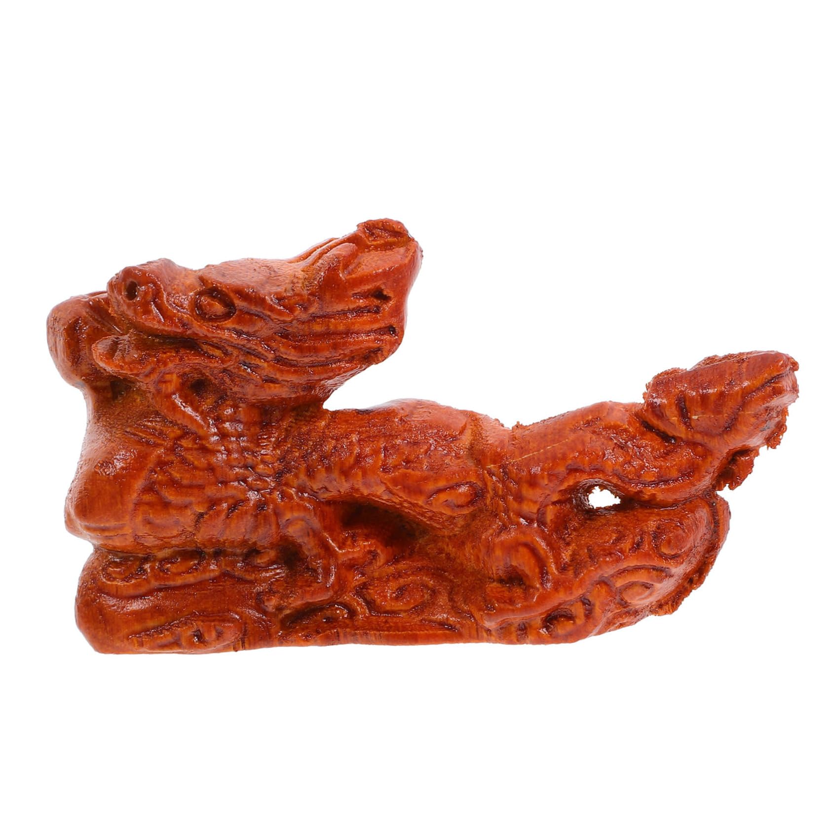 Figurine dragon Fengshui en bois sculpture porte-bonheur pour attirer la fortune