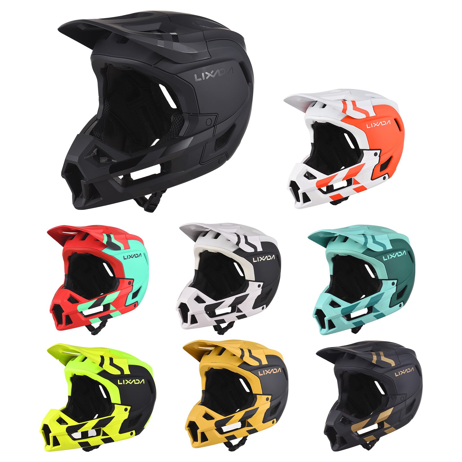 LIXADA Casque de Vélo de Montagne Complet Casque de Vélo Complet Casque Casque Léger avec 2 Doublures Amovibles pour la Circonférence de la Tête 61-62 Cm 59-60 Cm