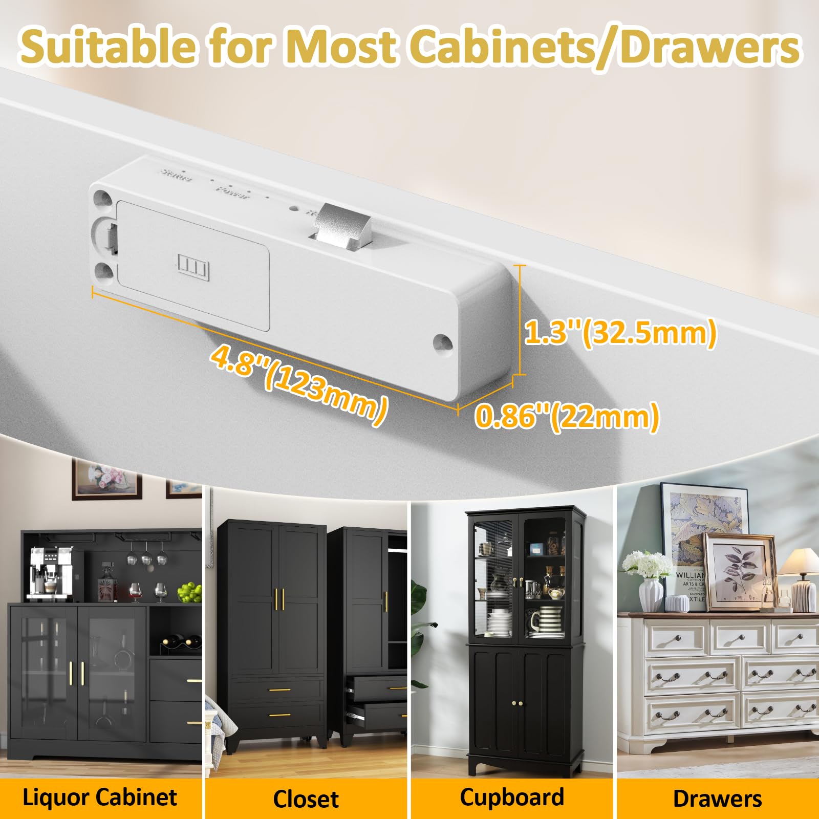 Bestkid Cerradura de gabinete NFC con tarjeta RFID, cerradura de cajón oculta delgada para seguridad infantil, archivador de licor, cocina, despensa, muebles, cajón de doble capa, no requiere taladrar