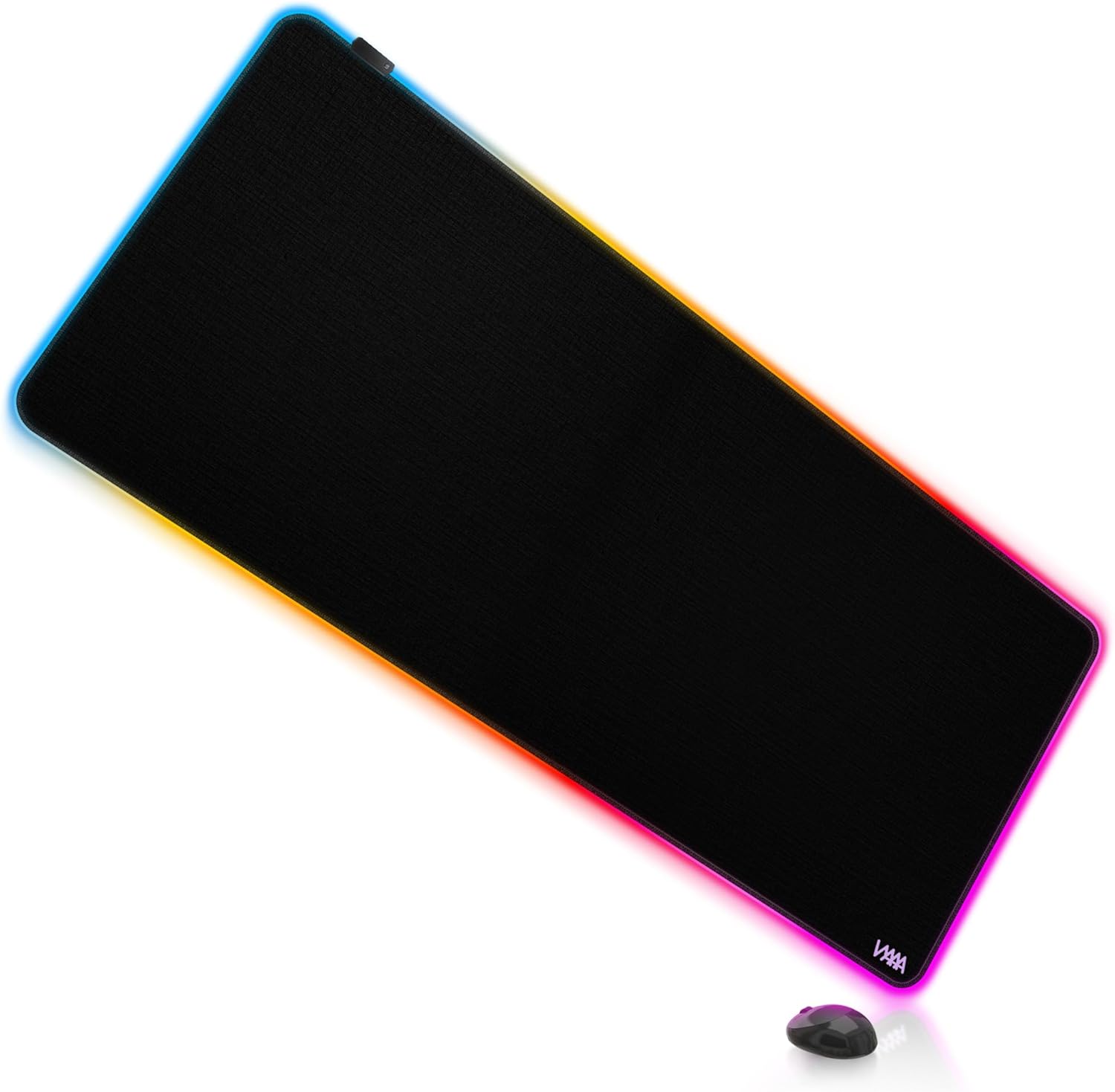 Vyaaa 47" x 20" RGB Gaming Mouse Pad, XXL LED Desk Mat with 9 Light-Up Modes, Smooth Surface & Non-Slip Rubber Base for Gaming/Office/Home (Black)