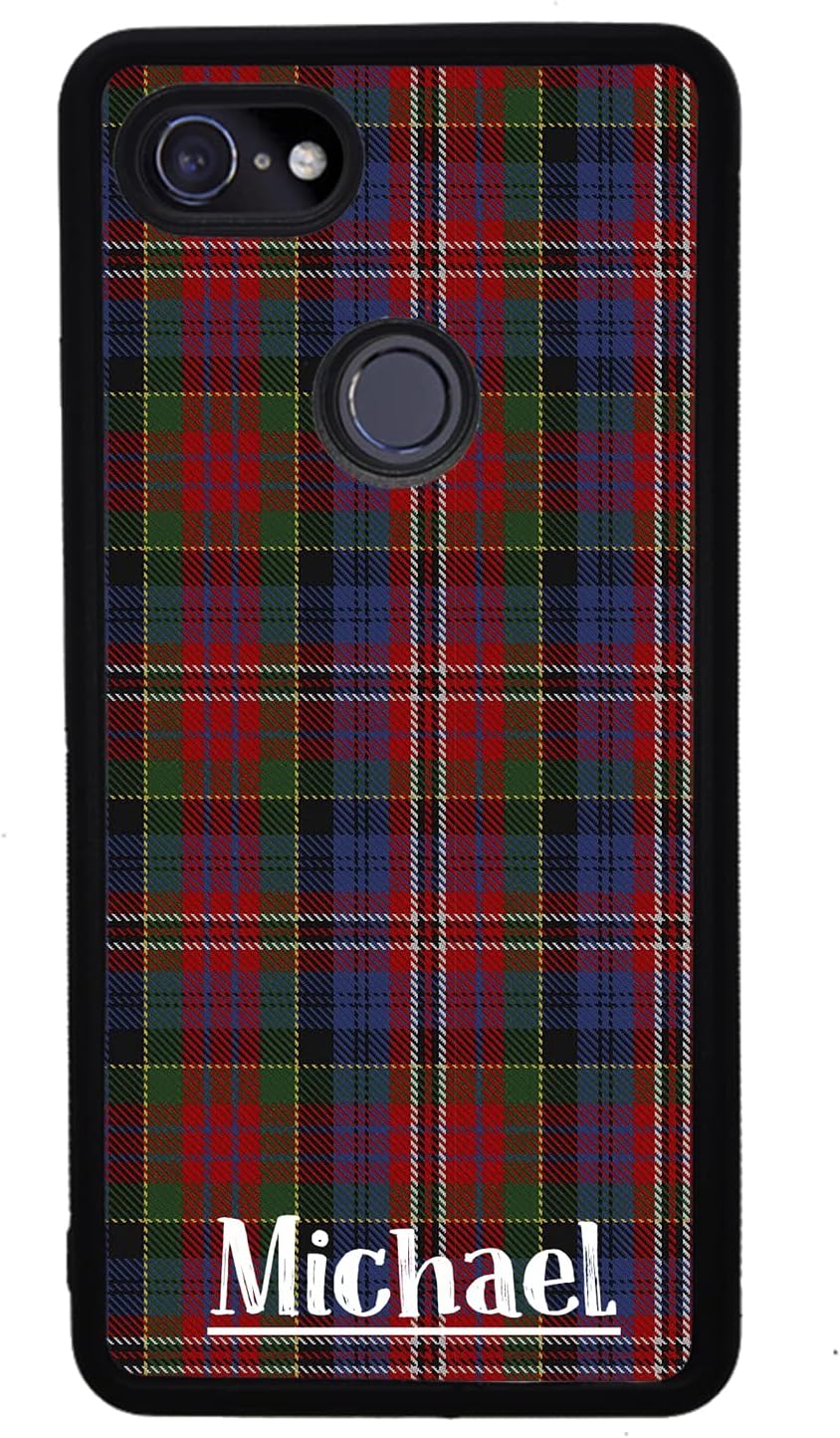Plaid Tartan Sweater Green Blue Red Personalized Black Rubber Phone Case Compatible With Google Pixel 10, 10 Pro, 10 Pro XL, 9a, 9 Pro, Pixel 9, Pixel 9 Pro XL, 8a, 8 Pro, 8, 7, 6, 6a, 6 Pro, 5, 4