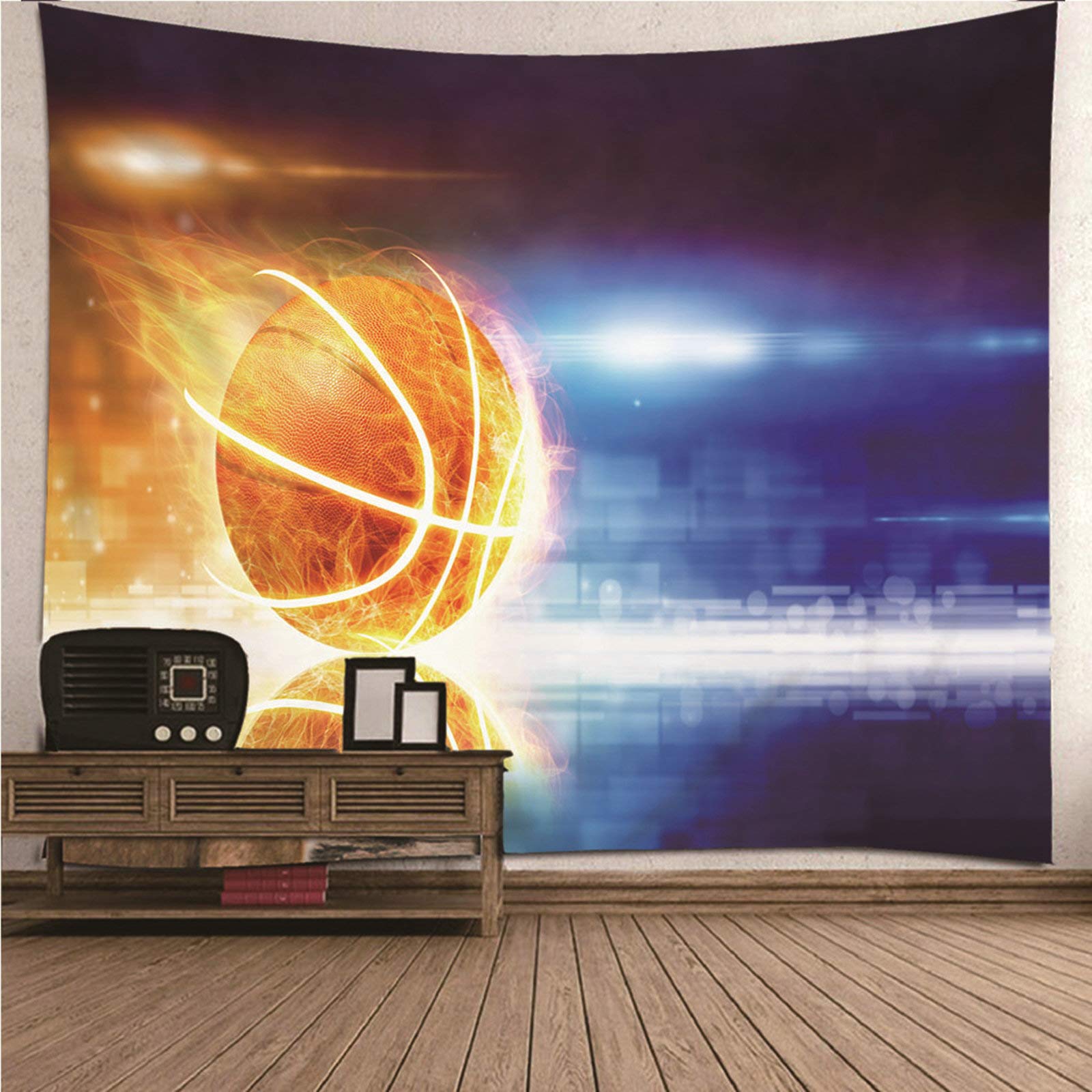 Tapiz de pared de baloncesto KnSam, tela de poliéster de 150x130 cm en color naranja azul