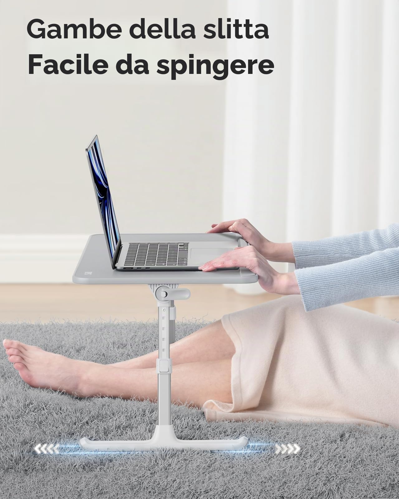 Tavolo da letto, SAIJI Lap Desk, pelle resistente, altezza e angolo di inclinazione, pieghevole, fermo anticaduta, fino a 17in notebook, per letto, divano, tavola (Grigio, 52 * 30cm)