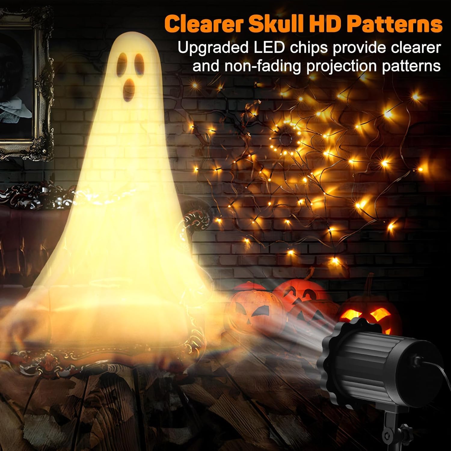 Nagudenfo Halloween Projector Lights 3D Dynamic Clearer Ghost HD Patterns,Night Light for Home Window Wall Halloween Decor Outdoor - Image 3
