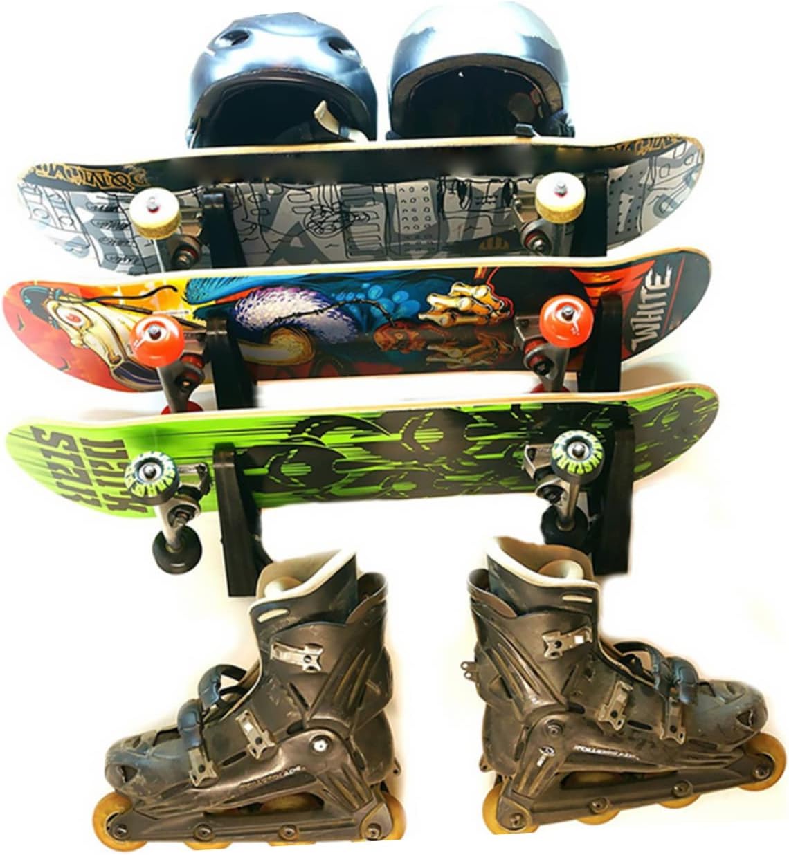 YARNOW 6pcs Wall Mount Skateboard Rack Storage Shelf Pp Plastic for Garage Snowboard Helmet