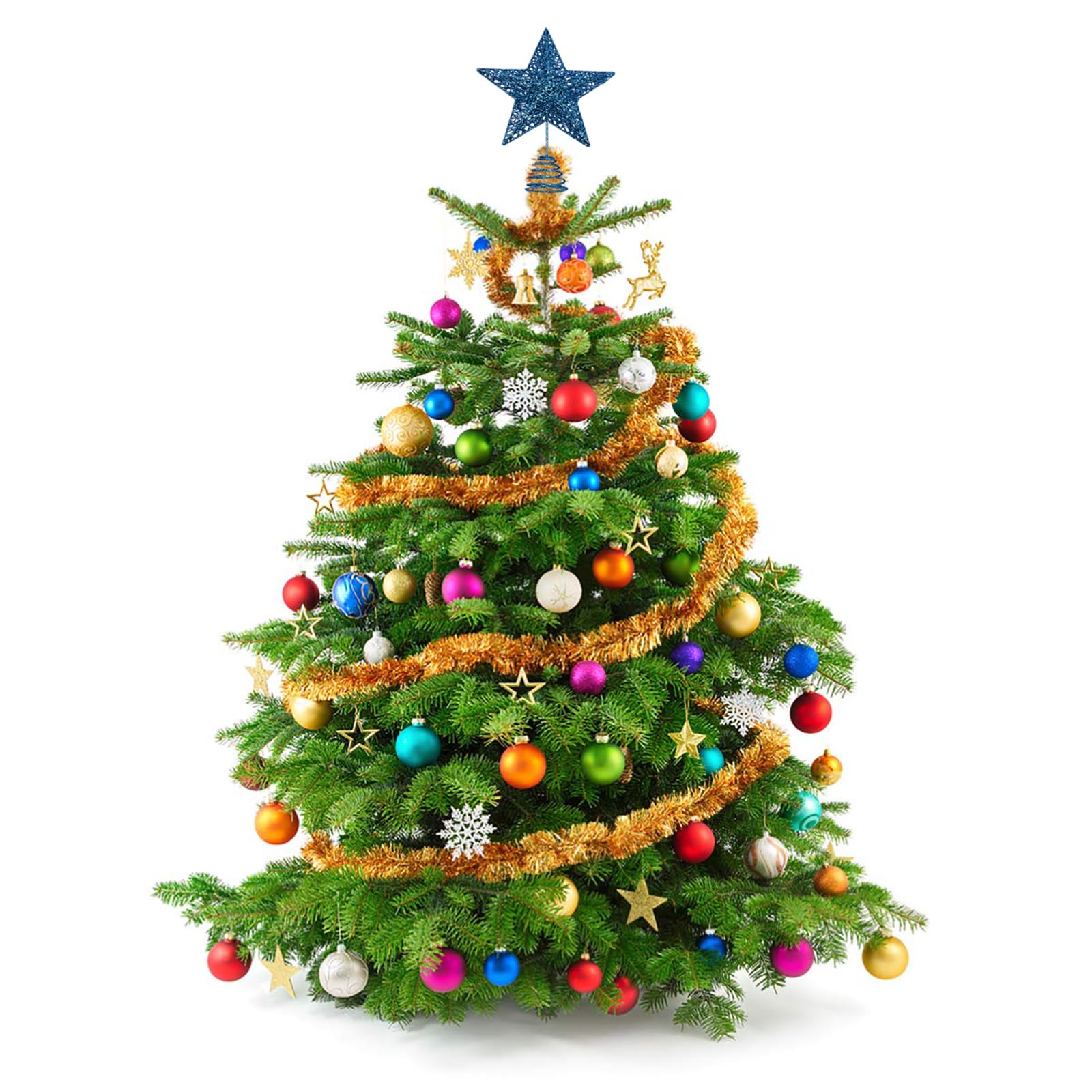 Étoile Pailletée Bleue Pour Cime De Sapin De Noël – Cimier Métal Creux Scintillant, Magie Festive Assurée !