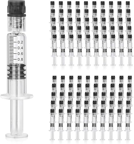 Jeringa Luer Lock de vidrio de 0.0 fl oz, 100 piezas de borosilicato reutilizable pyrex tubo resistente al calor para laboratorio, líquidos gruesos,