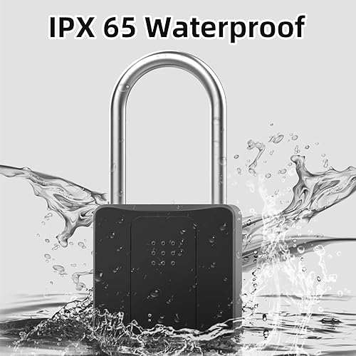 Miniatura 7 de Cerradura de puerta de huellas dactilares, grillete largo de 2.7 pulgadas, candado inteligente resistente con llave de huellas dactilares,