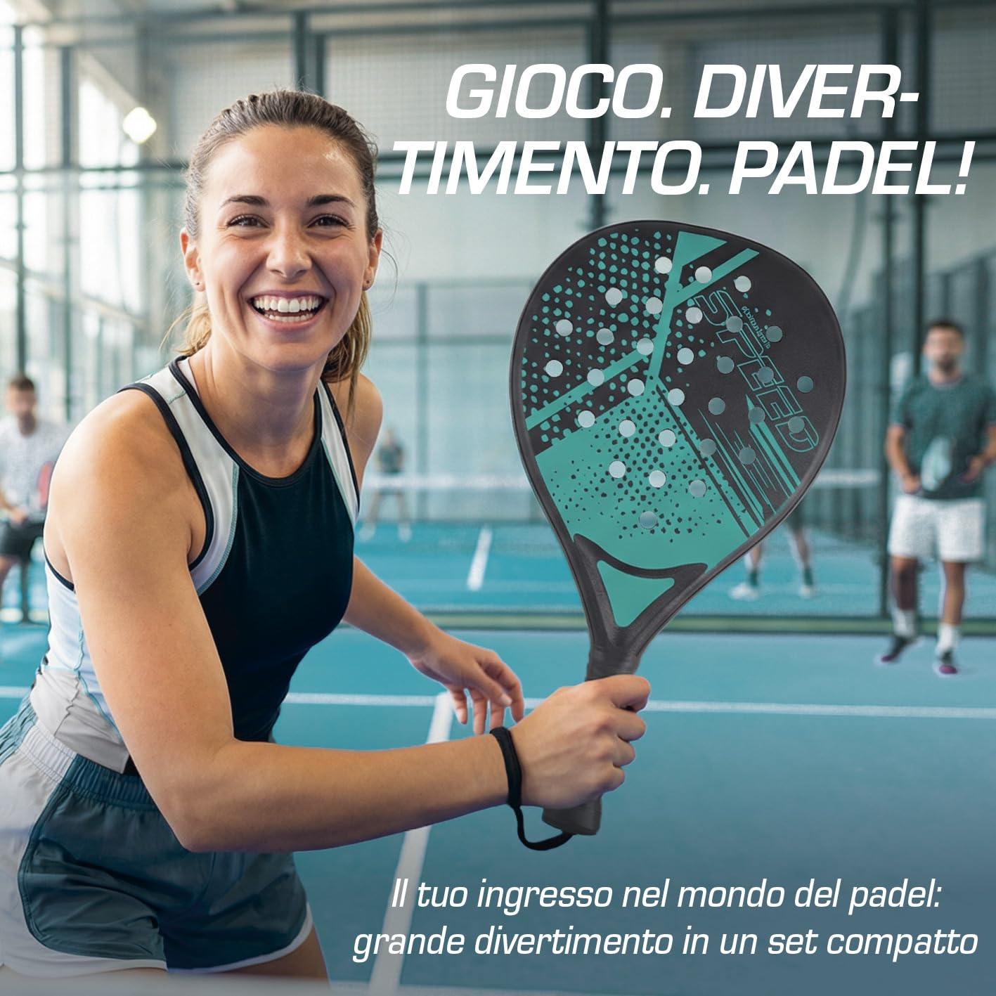 #DoYourSports Set di racchette da padel | Racchette da padel e set iniziale, 2 racchette leggere per il padel con palla e rete | Impugnatura antiscivolo, ideale per l'allenamento e il tempo libero