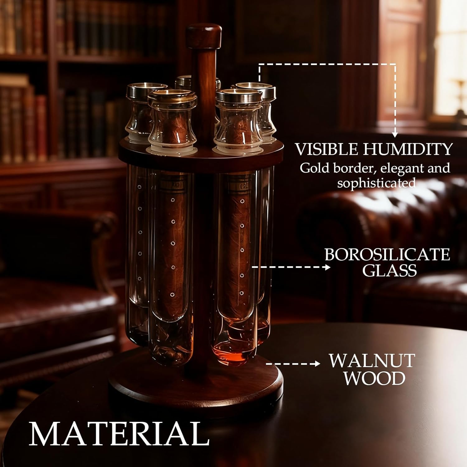 Cigar Humidor Aroma Diffuser, Flavor Mellowing, Humidity Control Straight Pipe with Aroma Infusion Exquisite Chamber Base, Moisturizing & Freshness Preservation, Cigar Gifts for Men 5