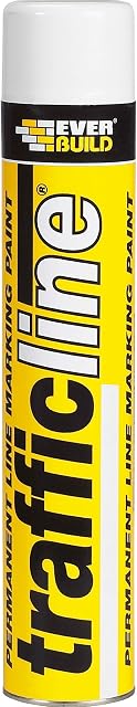 Everbuild Trafficline Solvent Based Permanent Line Marking High, Heavy Duty High Build Formulation Spray Paint, White - 700ml
