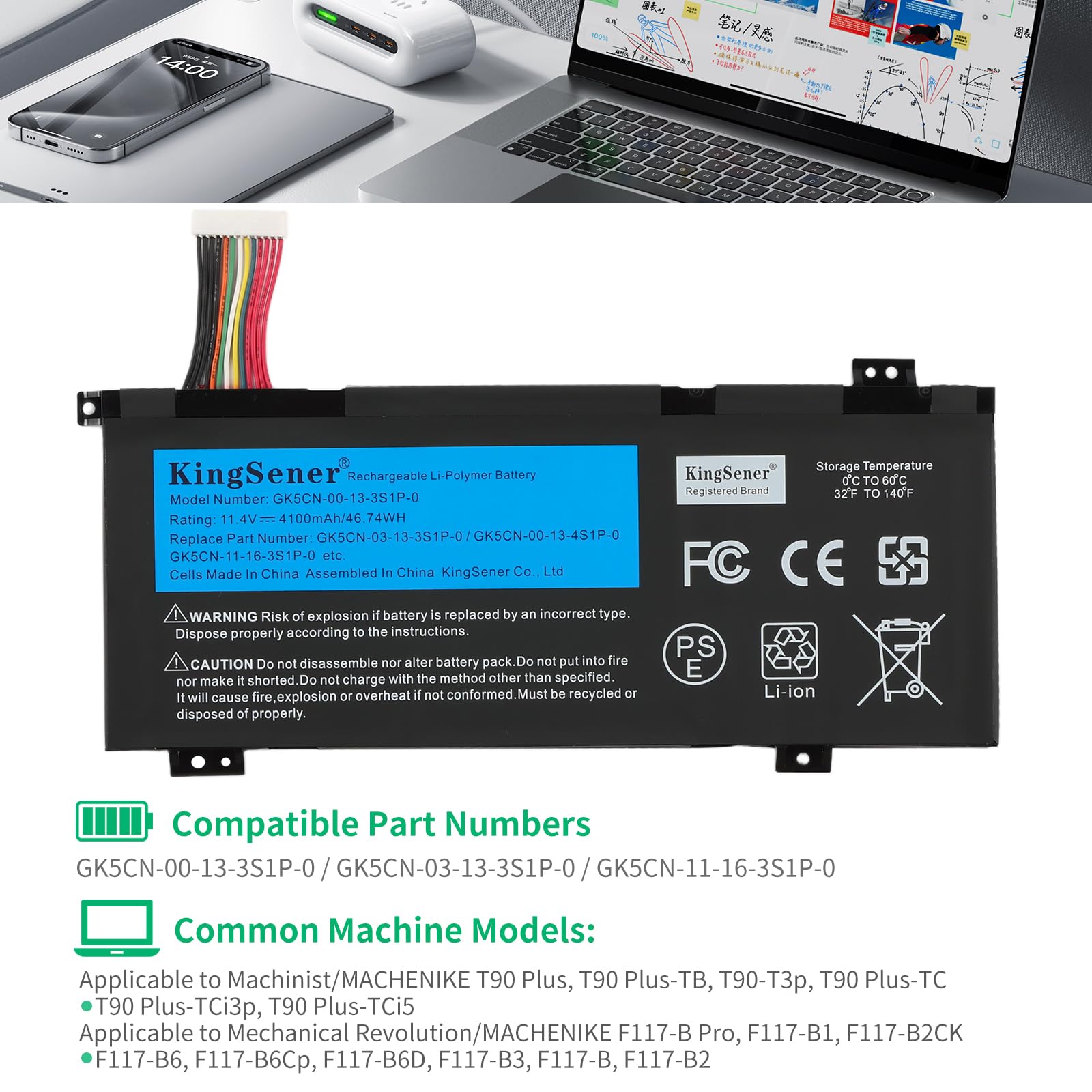 GK5CN 00 13 3S1P 0 GK5CN 00 13 4S1P 0 Laptop Batterij Vervanging voor Getac TONGFANG GK5CN4Z GK5CN5Z GK5CN6Z GK5CQ7Z GK6Z5CN GK7CN6S Series(11.4V 46.74Wh