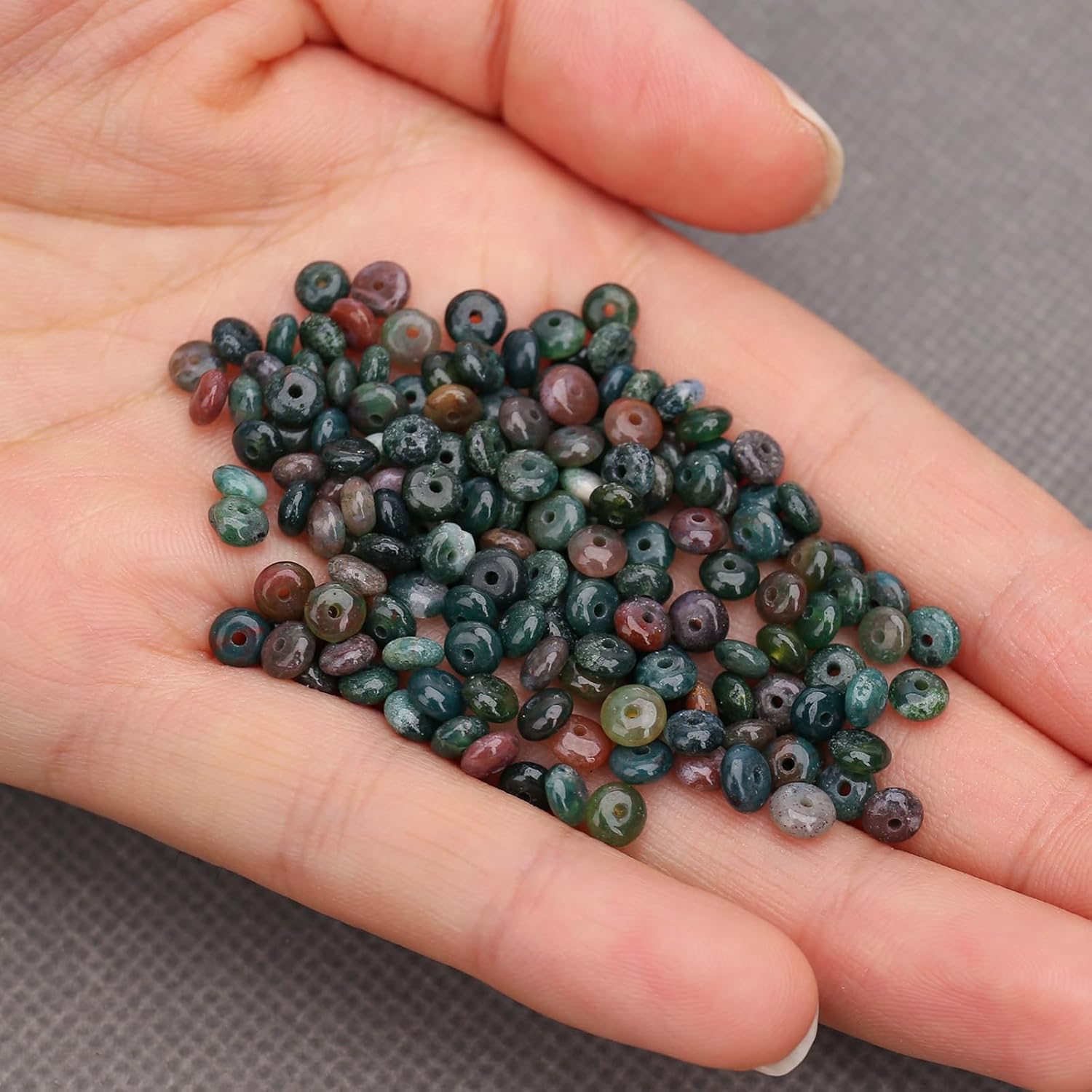 BONNY BOXX 150PCs Natural 2 * 4mm India Agate Rondelle Beads, Natural Abacus Disk Stone Beads Loose Spacer Gemstone Beads for DIY Bracelet Necklace Jewelry Making - Image 6