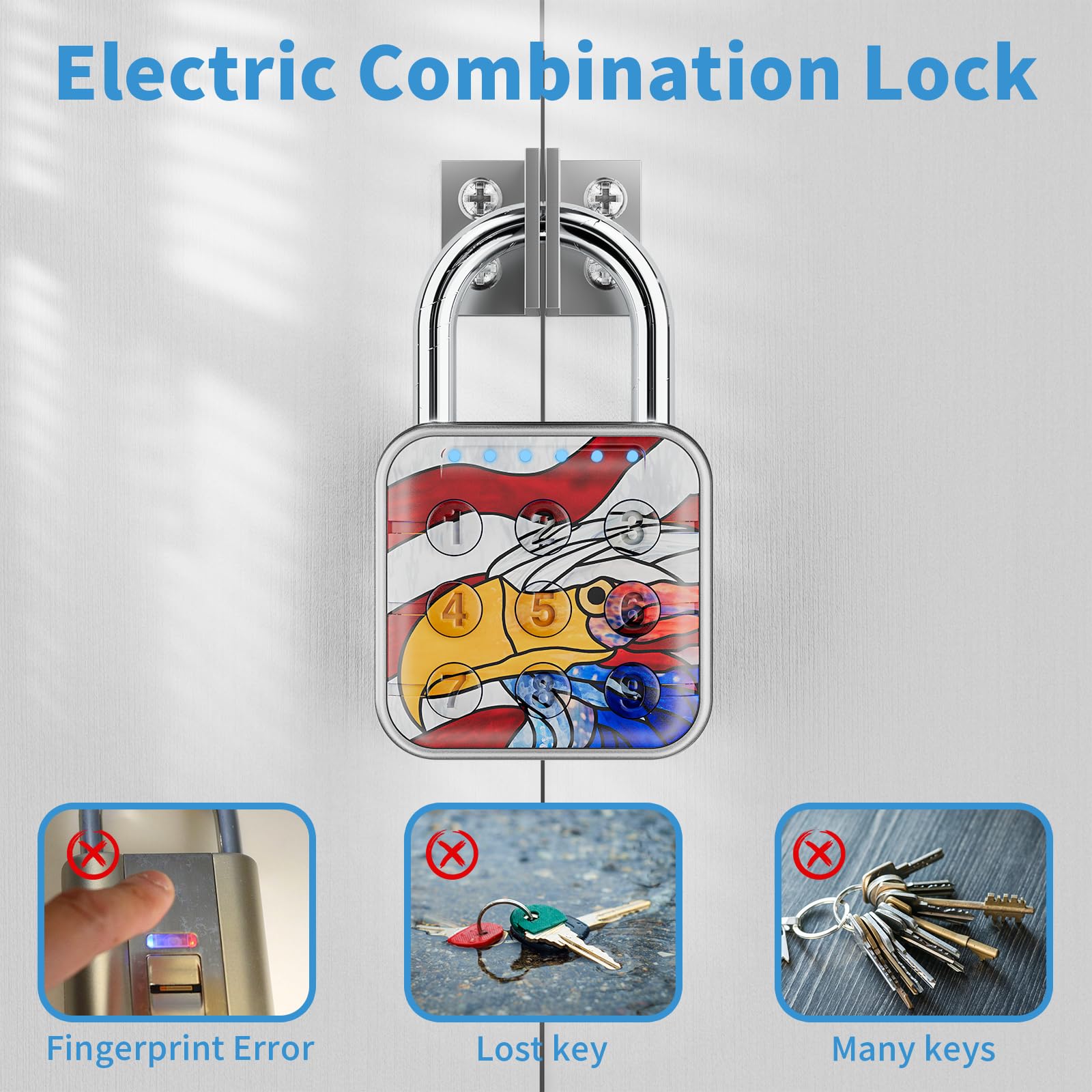 Combination Lock For Gym & School Lockers - High Security 4-Dial Lock With Patriotic Eagle Design
