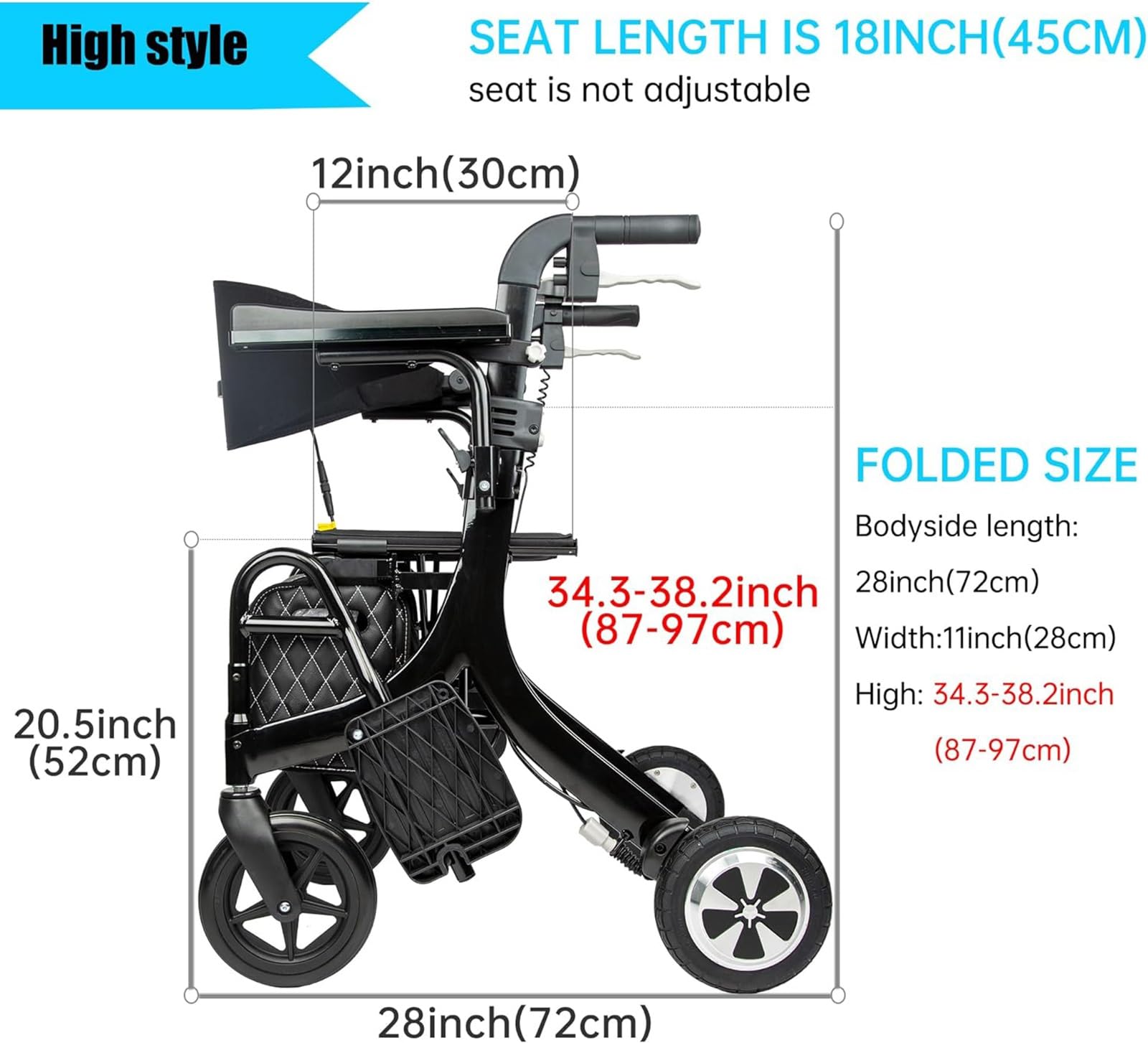 Andador con ruedas, con asiento, andador eléctrico multifuncional 5 en 1 para personas mayores, silla de ruedas de transporte, scooter de movilidad ligero y plegable, silla de ruedas eléctrica, carri