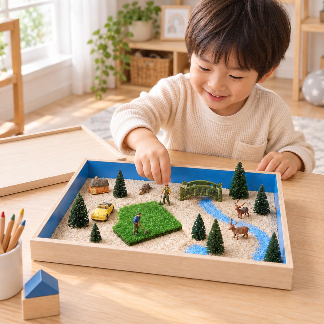 箱庭あそびセット　箱と砂　箱庭療法　 ※3歳以上向け Amazon.co.jp: キバコヤ【箱庭療法用 木箱：ふたあり】砂箱 セラピー