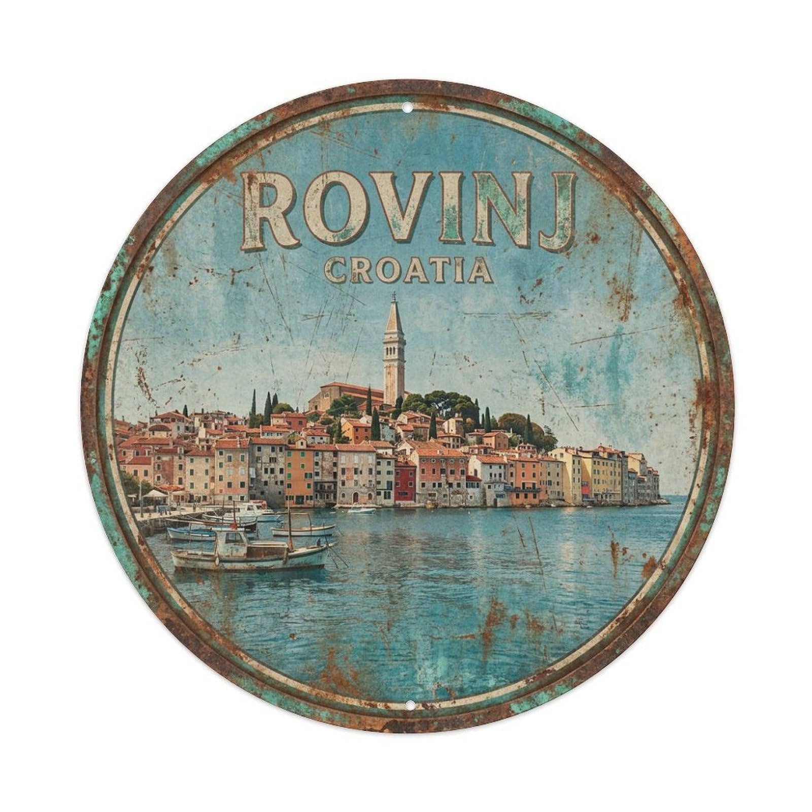 Xanthor Style Retro Travel Croatia Rovinj Metal Tin Sign