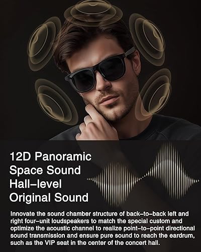 Miniatura 5 de Lentes inteligentes de IA mejorados 2025 impulsados por ChatGPT, traducción en tiempo real (más de 110 idiomas), gafas de sol Bluetooth 5.4 para