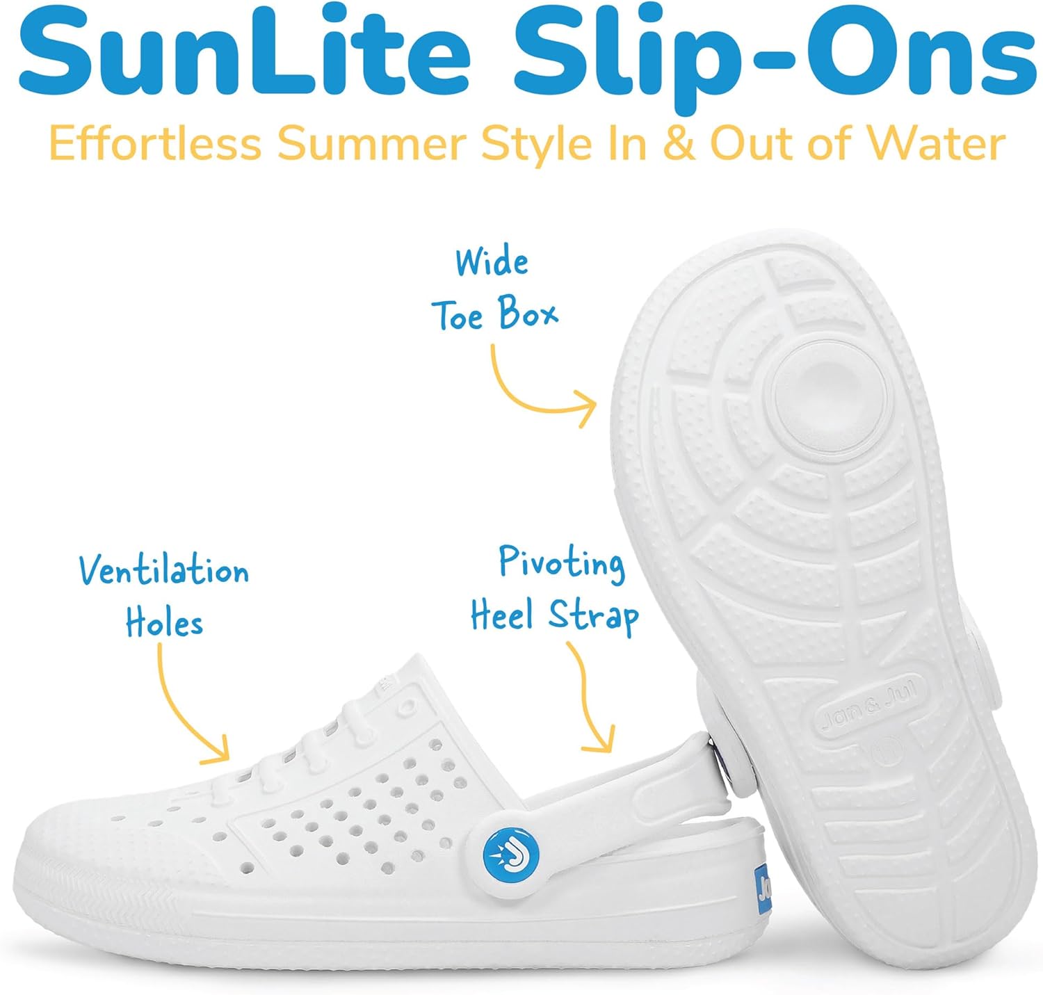 JAN & JUL Quick Dry Slip On Sandals, Lightweight Water Shoes for Kids and Youth