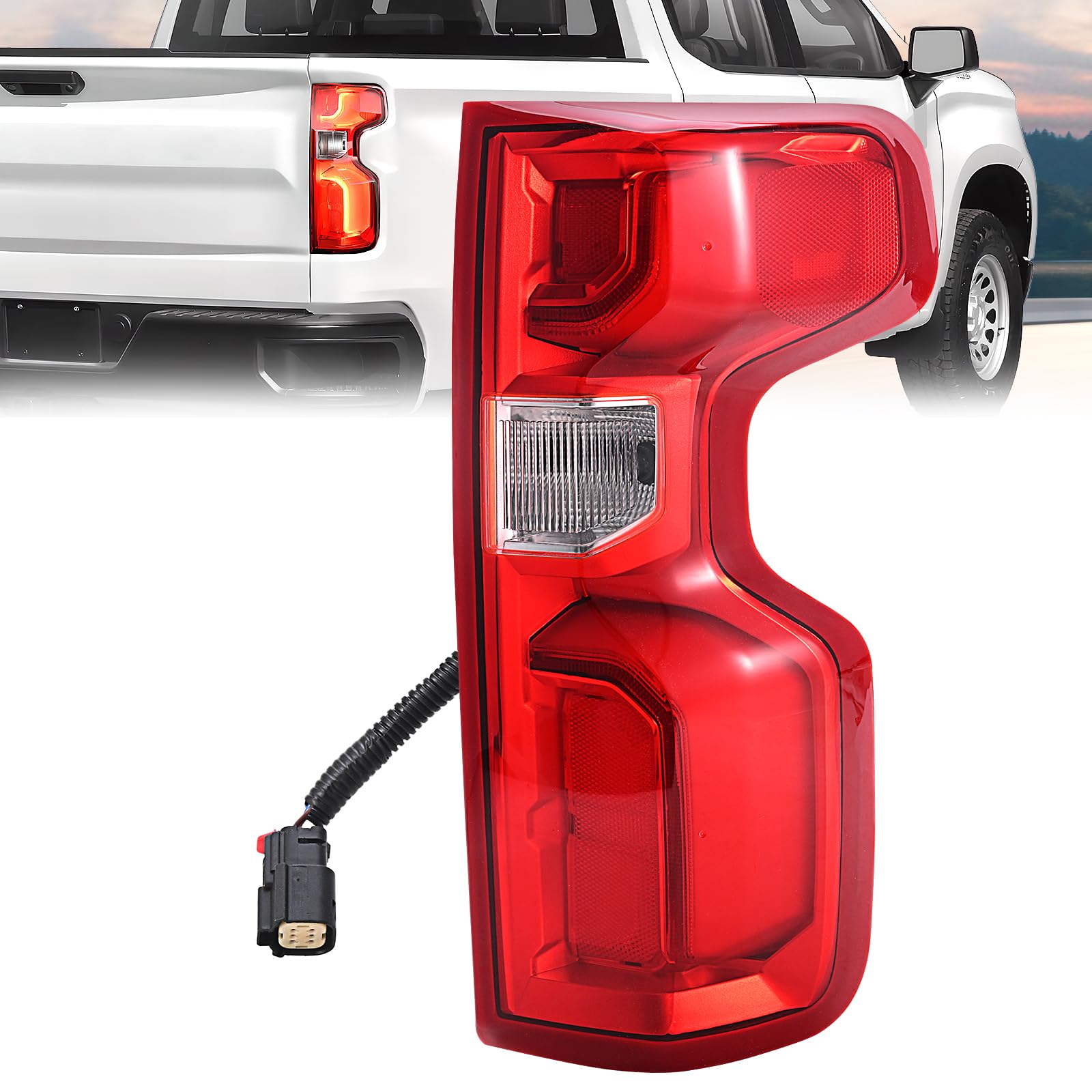 LED Tail Light Assembly Compatible with 2019-2023 Chevy Silverado 1500 2500HD 3500HD Taillights Brake Rear Lamp with Bulb and Harness Right Passenger Side (Only Fit Factory LED Model)