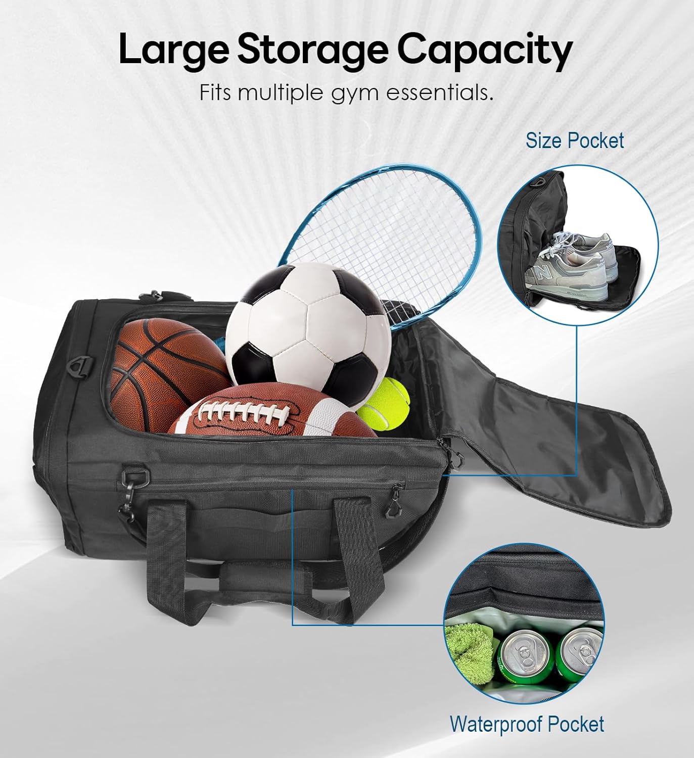 50L Large Duffle Bag, 3-in-1 Tactical Backpack MOLLE Pack for Sports/Gym/Outdoor, Black - Image 4