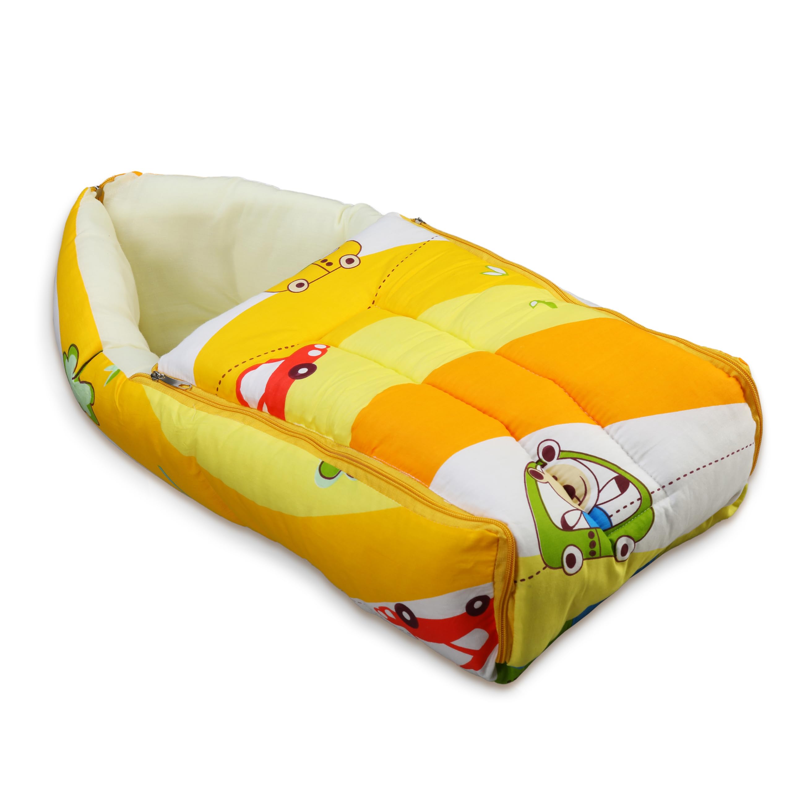 Luv Lap 3 in 1 Baby Bed,Sleeping Bag&Carry Nest,Cotton Baby Bedding for New Born&Infant,Portable Bassinet,Unisex Baby Sleeping Bed,0M+ (Cars Print,Multicolour)