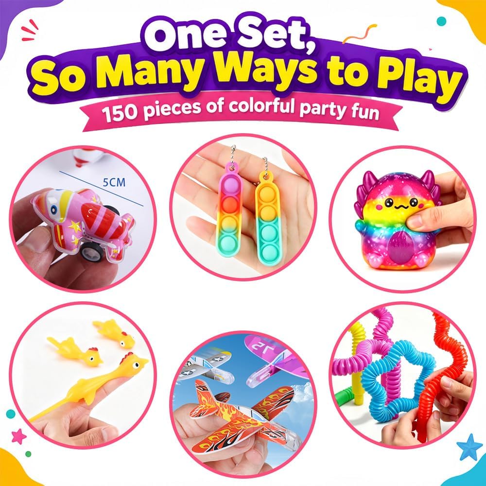 Waybla 150 PCS Party Favor Toys for Kids, Birthday Party Favors, Classroom Prizes, Goodie Bag Stuffers, Treasure Box Toys, Pinata Fillers, Ages 3+