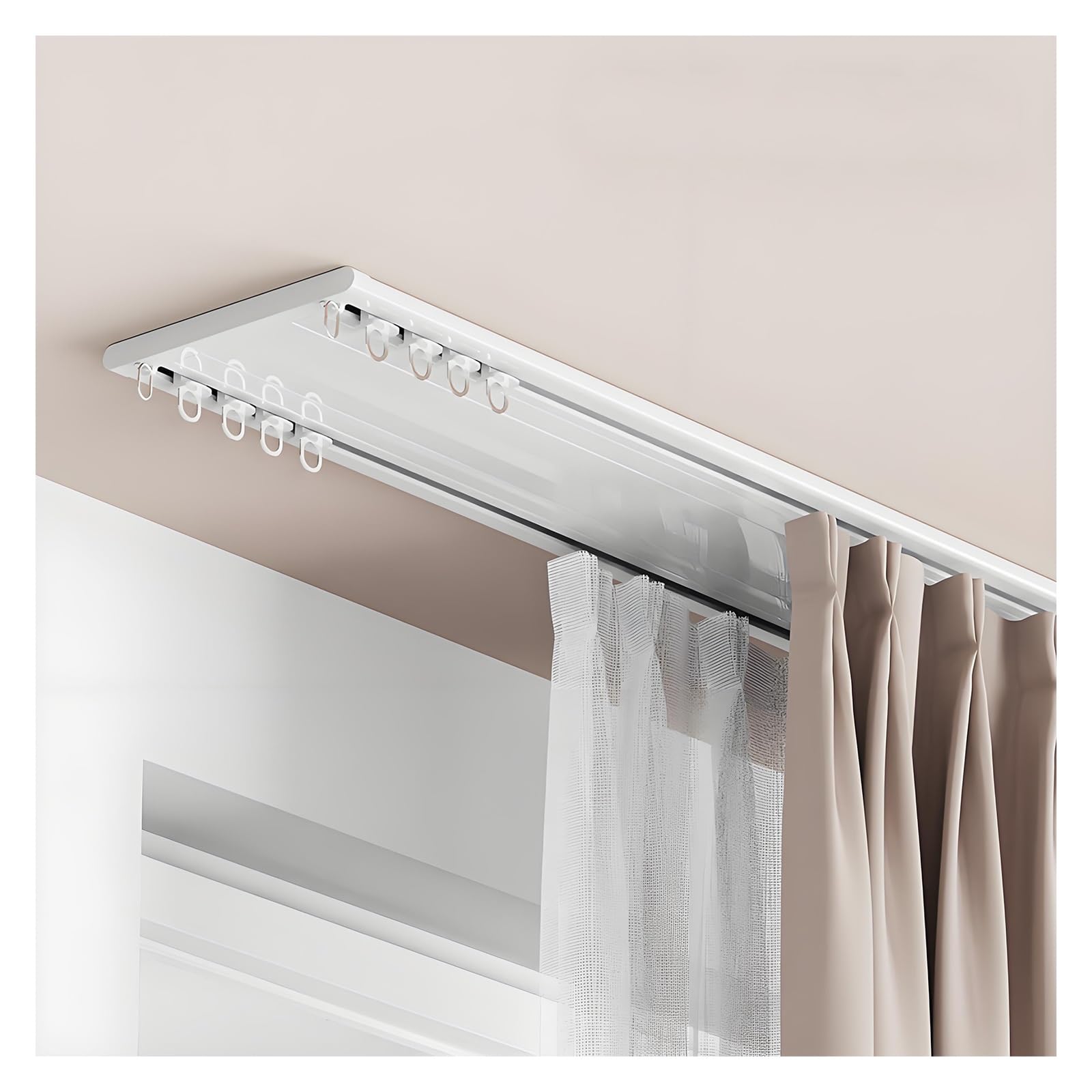 Riel de cortina de aluminio para dividir ambientes en salones modernos y dormitorios