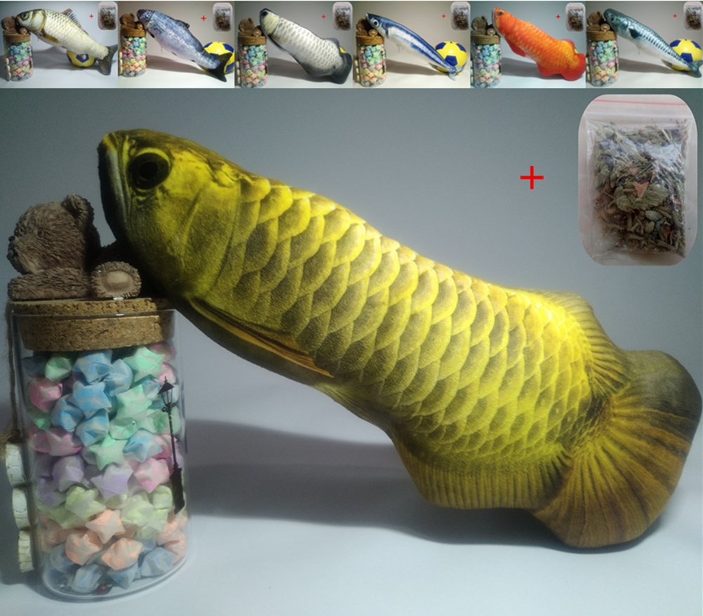 Maibar Cats Toys Catnip Toys Fish Cat Plush Toy Realistic Simulation Cat Mint Toys (30, Gold Arowana)