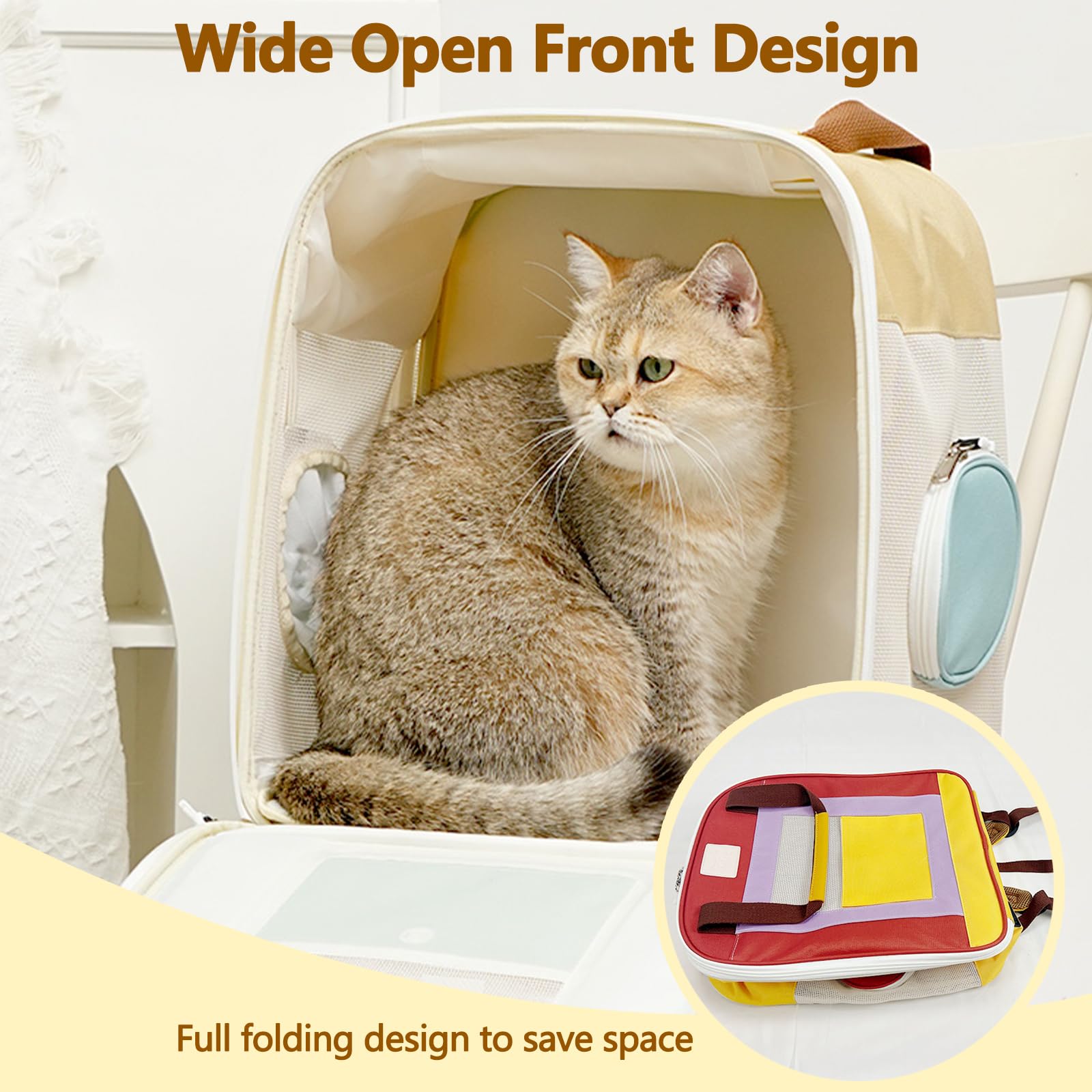 BOSERMEN Cat Backpack, Fully Ventilated Mesh Dog Backpack, Cat Backpack for Travel, Hiking, Walking, Portable Pet Backpack(Purple)