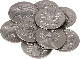 Ancient Egyptian Themed Prop Coins - 9 Silver Replica Coins, Historical Prop and Novelty Coins