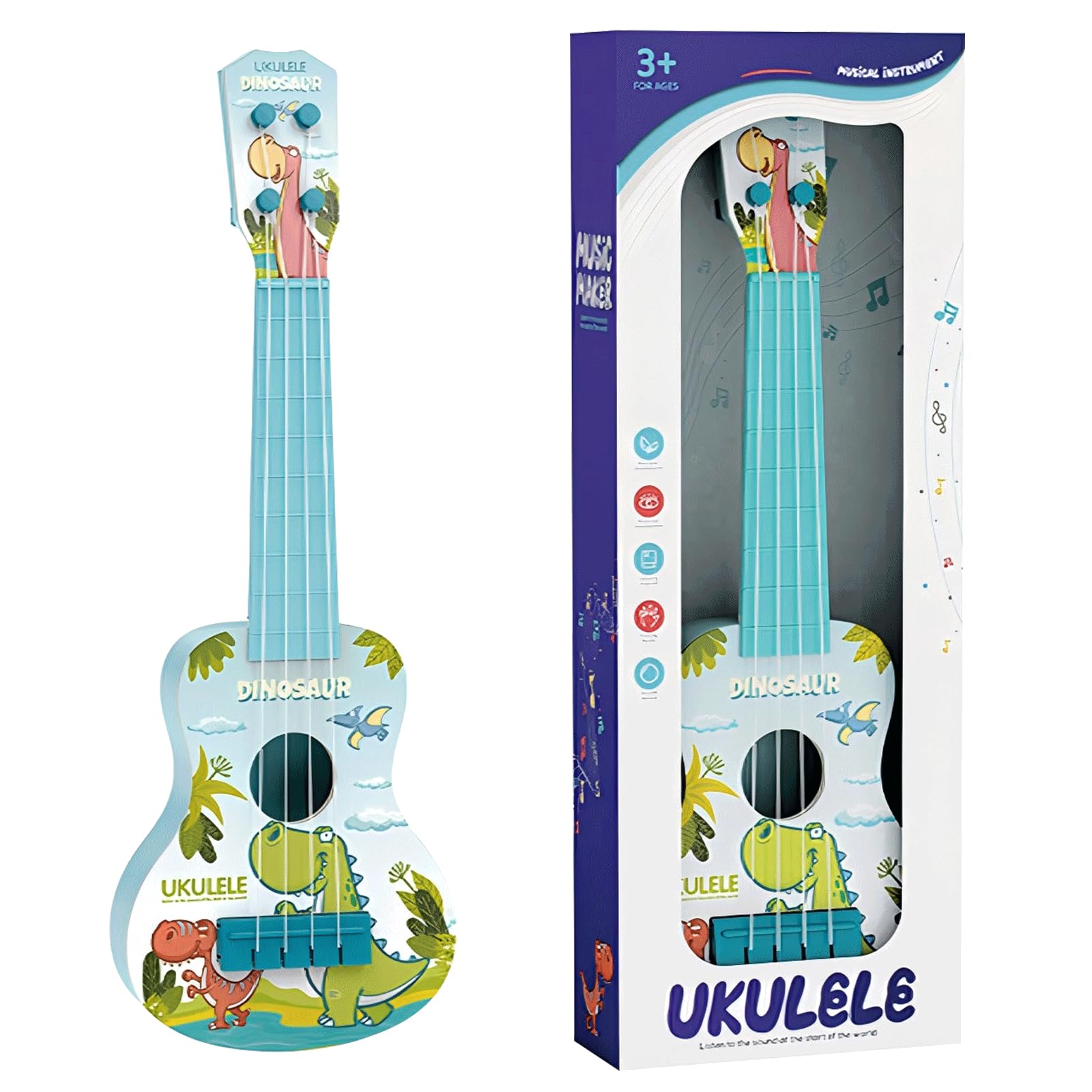 Mini Ukulele Guitar Toy 4 String for Kids Toddler Guitar Toys Cute Dinosaur